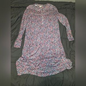 Womens Floral Long Sleeve Night Gown - Pink, Blue, White